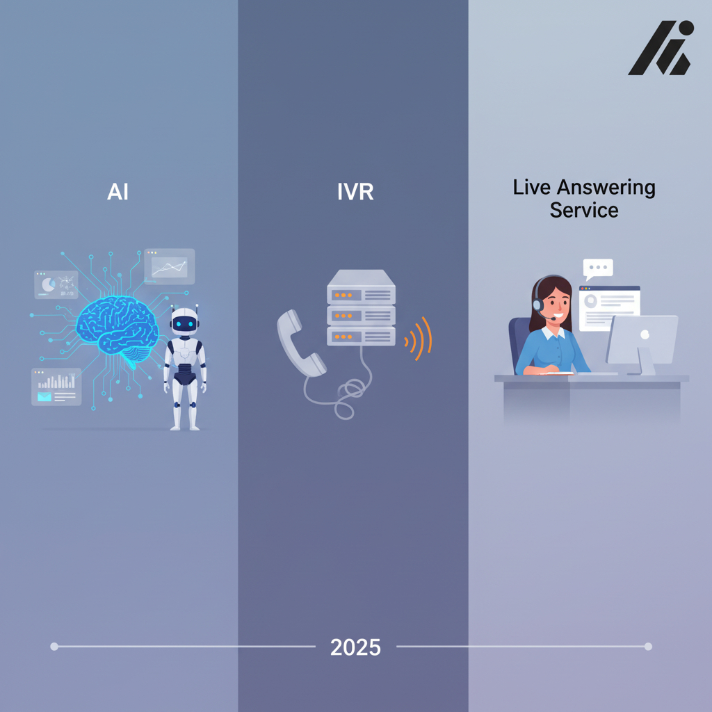 AI vs IVR vs Live Answering Service: Complete 2025 Comparison